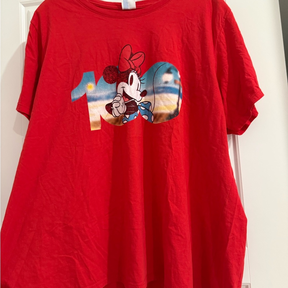 Disney Red Adult Tee with Character Design